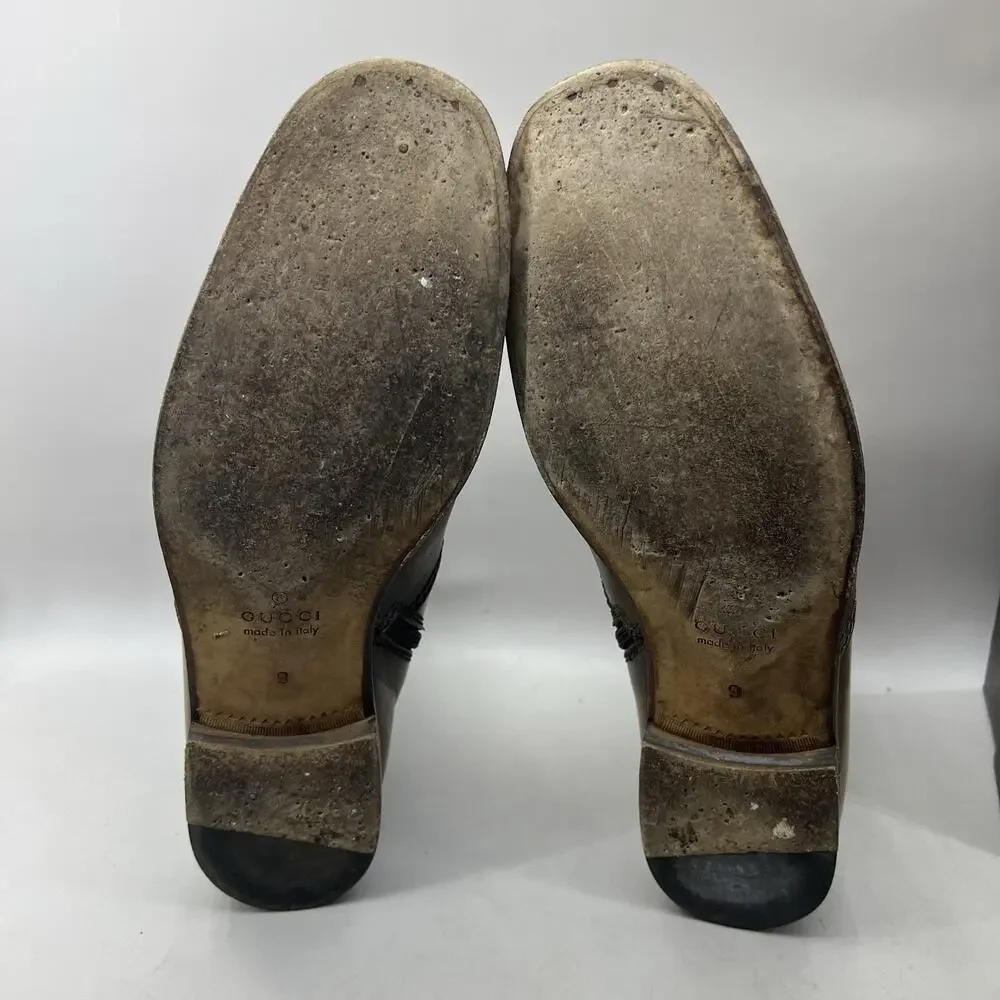 Gucci Betis Glamour Ankle Boots Men's 9.5 US, 9 UK Brown Zip Square Toe Shoes